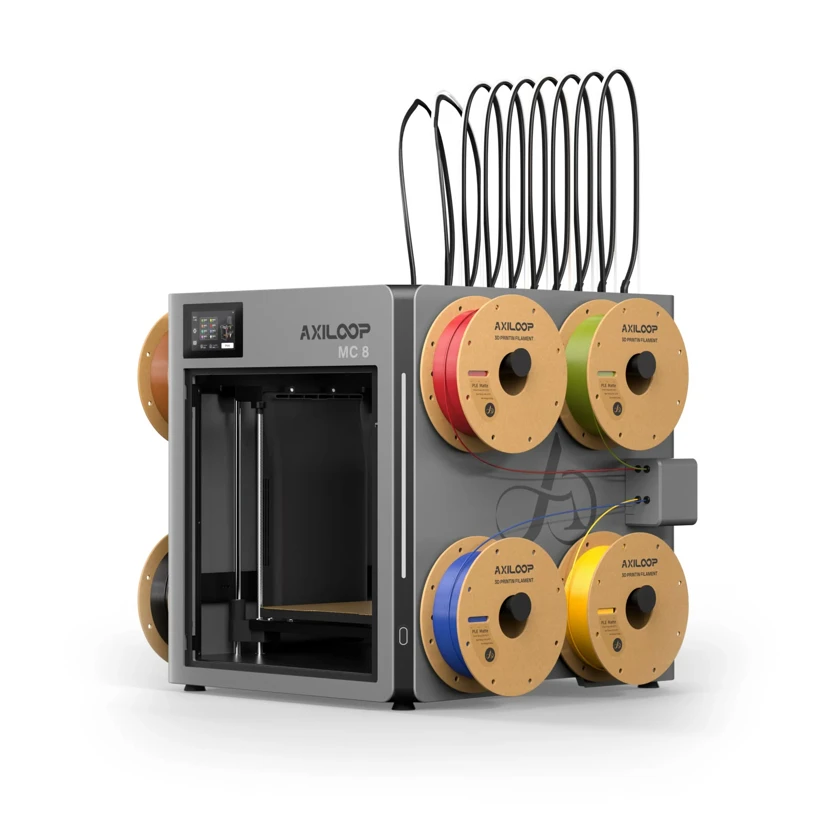 The standard AxiLoop MC8 shown with its external eight-spool rack