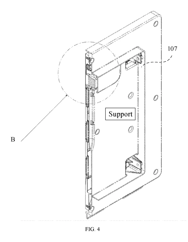Figure 4: cutaway through the heated-bed assembly and its support