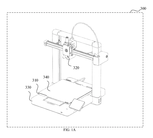 Figure 1A: example printer with its heated bed mounted on a sliding base